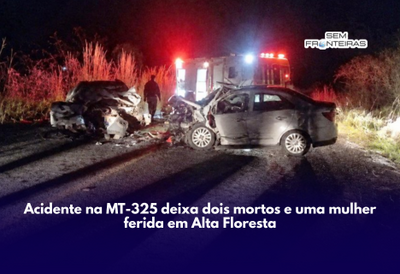 Acidente na MT-325 deixa dois mortos e uma mulher ferida em Alta Floresta