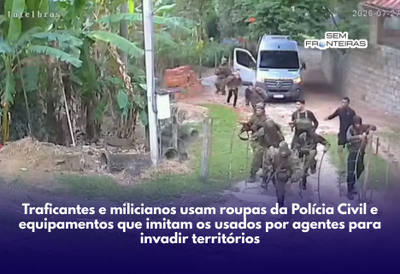 Traficantes e milicianos usam roupas da Polícia Civil e equipamentos que imitam os usados por agentes para invadir territórios
